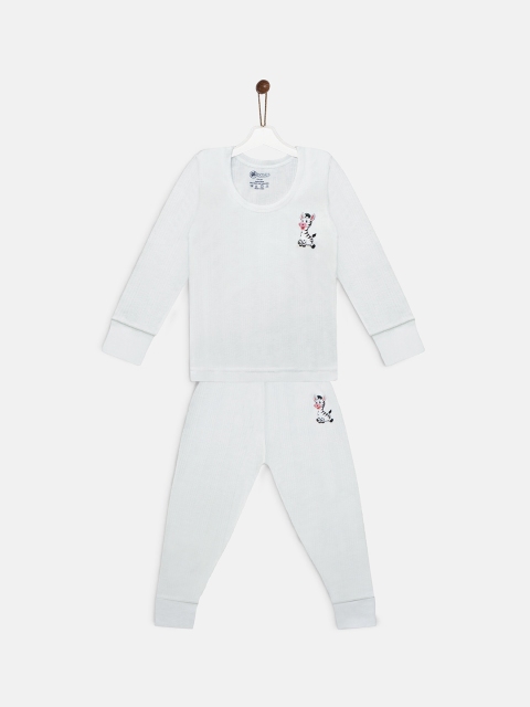 

YK Basics Kids Off White Striped Thermal Set