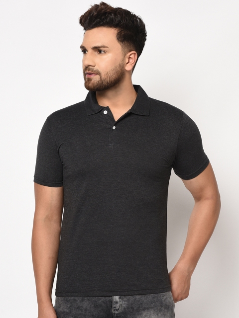 

ELEGANCE Men Black Solid Polo Collar T-shirt