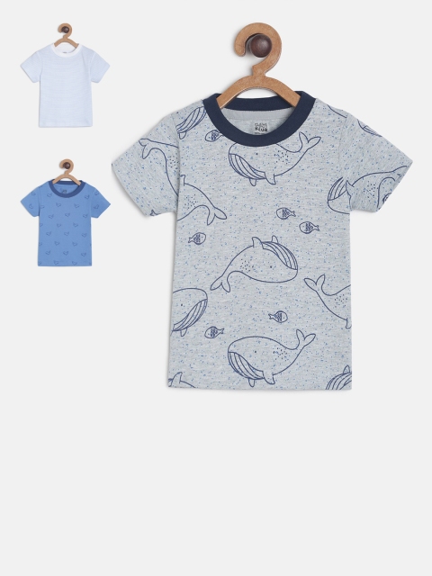 

MINI KLUB Boys Pack Of 3 Printed Round Neck T-shirt, Grey