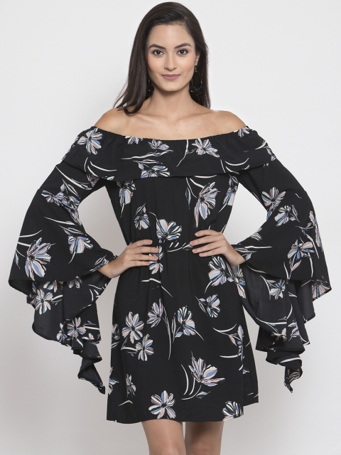 

ATRAENTA Women Black Printed A-Line Dress