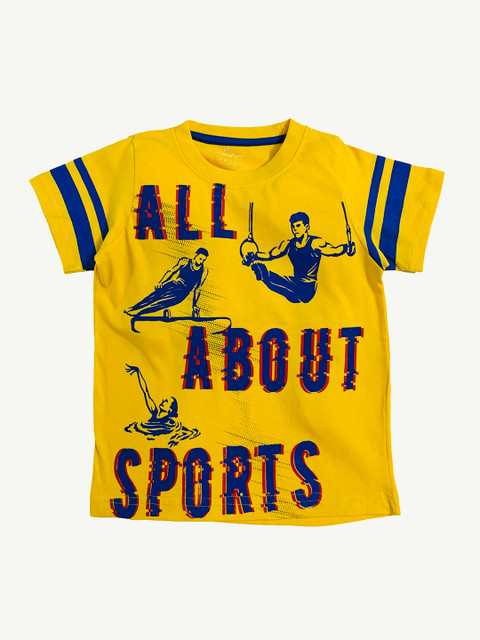 

KiddoPanti Boys Yellow Printed Round Neck T-shirt