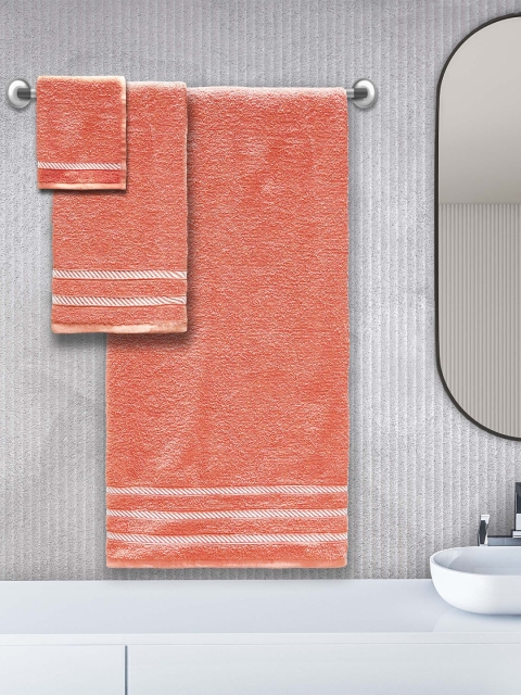 

Trident Unisex Set Of 6 Peach-Coloured Solid 380 GSM Comfort Living Towels