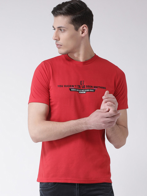

COBB Men Red Printed Round Neck T-shirt