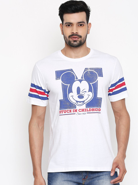 

The Souled Store Unisex White Mickey Mouse Printed Round Neck T-shirt