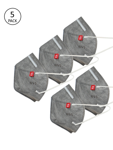 FROGGY Kids Pack Of 5 Reusable 3-Ply Cloth Masks, Grey