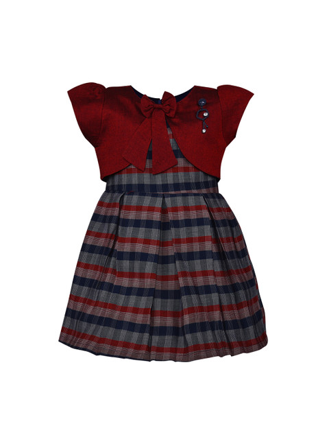 

Wish Karo Girls Multicoloured Checked Fit and Flare Dress, Multi
