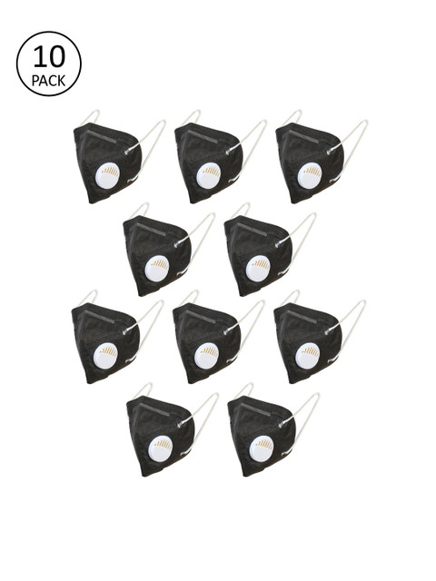 

OOMPH Unisex 10 Pcs Black 5-Ply Valved Reusable KN95 Masks