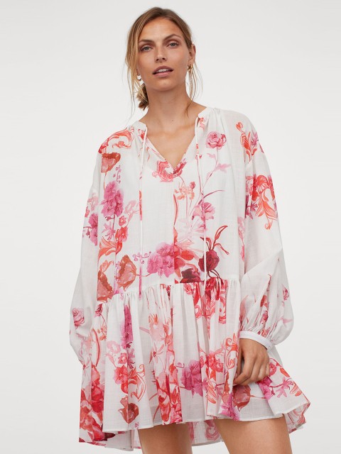 

H&M Women White Printed Wide Cotton Tunic
