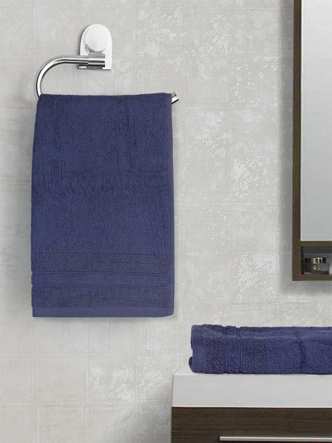 

SPACES Bamboo Unisex Set Of 2 Blue Solid Anti-Microbial 550 GSM Hand Towels