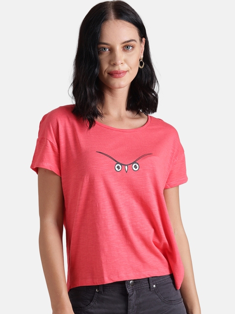 

Chumbak Women Pink Printed Round Neck T-shirt