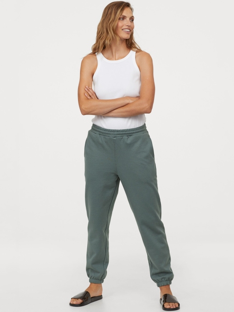 

H&M Women Green Cotton Sweatpants