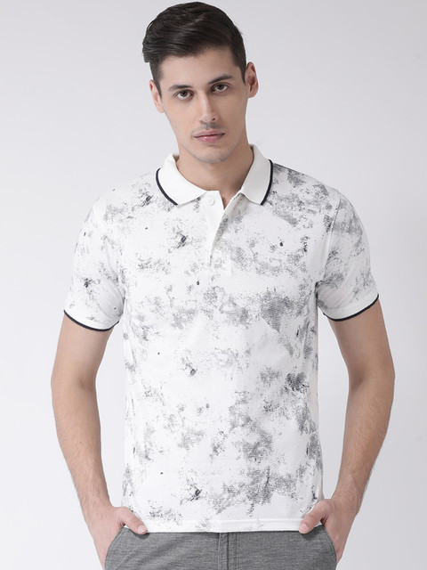 

COBB Men White Printed Polo Collar T-shirt