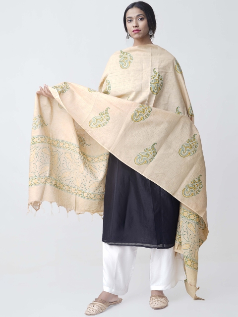 

Unnati Silks Women Cream & Green Floral Printed Sustainable Dupatta