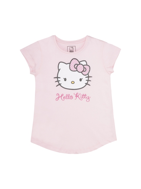 

Kids Ville Girls Pink Hello Kitty Printed Round Neck T-shirt