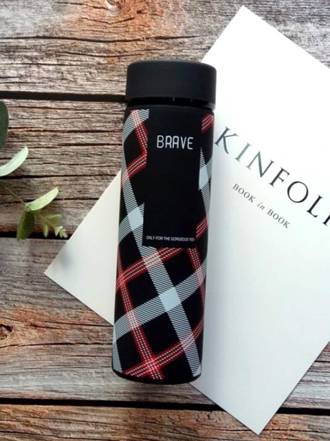 

INCRIZMA Black Checked Stainless Steel Insulated Leak Proof Thermos Bottle 480ml