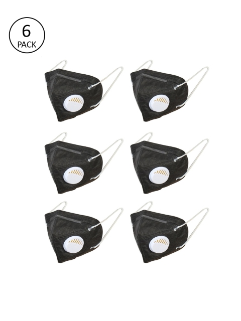 

OOMPH Unisex Pack Of 6 5-Ply Anti-Pollution Reusable KN95 Mask, Black