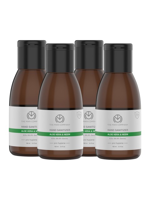 

THE MAN COMPANY Pack of 4 Pro Hygiene Hand Sanitizer with Aloe Vera & Neem 100 ml each, Black