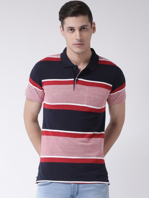 

COBB Men Red Striped Polo Collar T-shirt