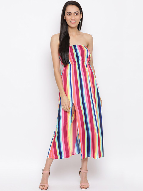 

ALL WAYS YOU Women Multicoloured Striped Fit and Flare Dress, Multi