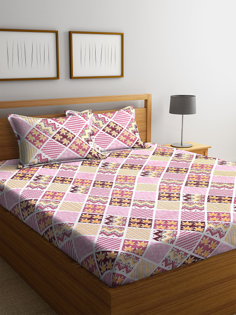 

NEUDIS Multicoloured Floral 152 TC Cotton 1 Queen Bedsheet with 2 Pillow Covers, Multi