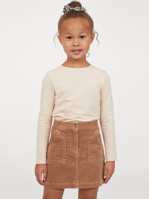 

H&M Beige Cotton Corduroy Skirt