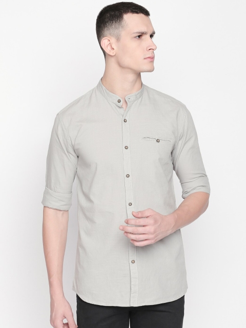 

ROLLER FASHIONS Men Grey Slim Fit Solid Casual Shirt