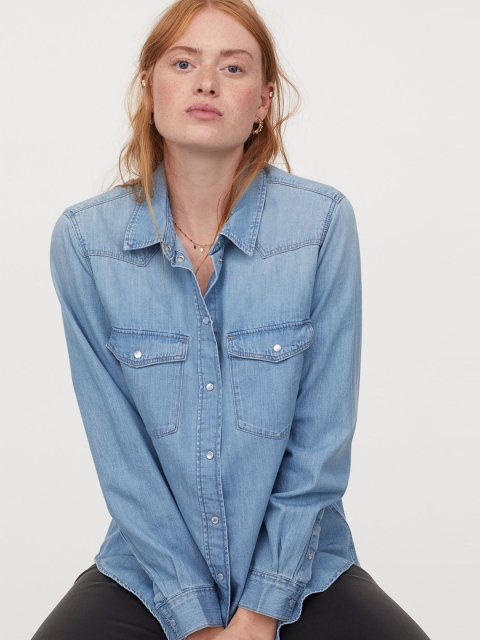 

H&M Women Blue Denim Shirt