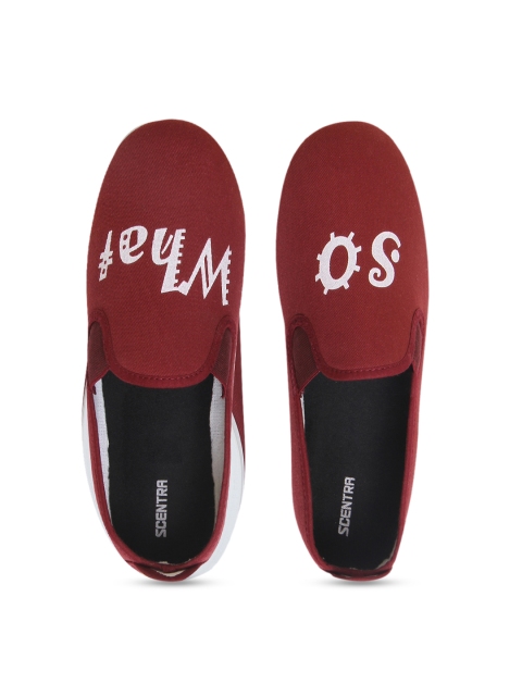 

SCENTRA Unisex Maroon Slip-On Sneakers