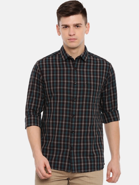 

Classic Polo Men Green & Brown Regular Fit Checked Casual Shirt