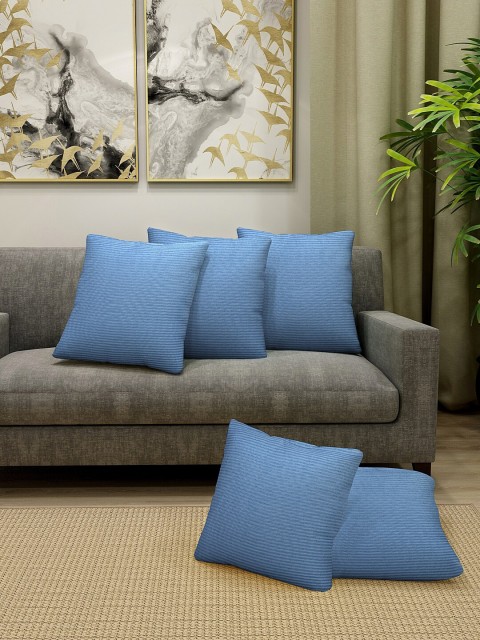 

KLOTTHE Set Of 5 Blue Self-Design Square Cushions