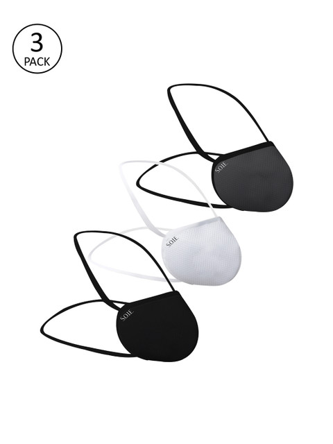 

Soie Unisex Pack of 3 Multicoloured Reusable 8-Ply Protective N99 Masks, Black
