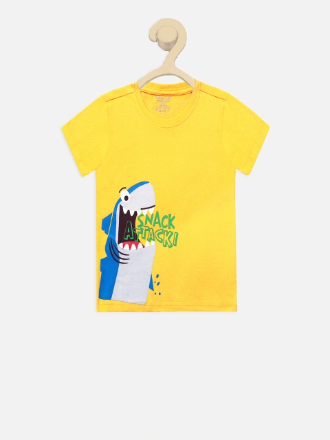 

Miss & Chief Boys Yellow Printed Round Neck T-shirt