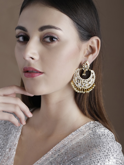 

Rubans 22K Gold-Plated Kundan Studded Classic Chandbalis
