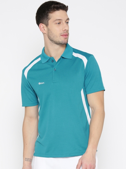 

VEGA Men Turquoise Blue Solid Polo Collar T-shirt
