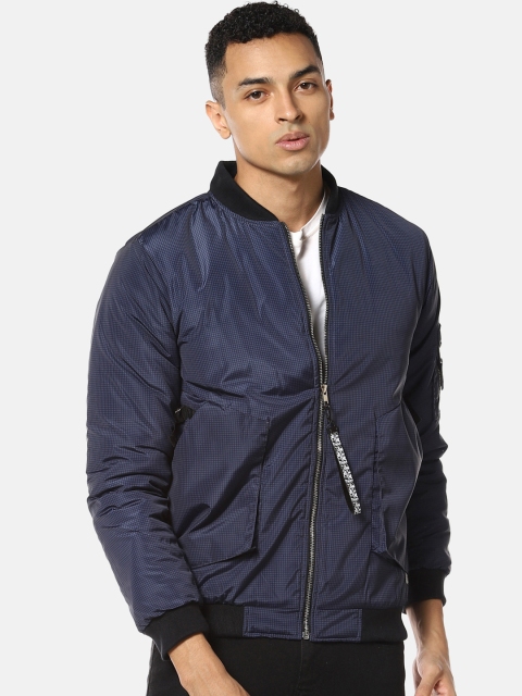 

Campus Sutra Men Blue Solid Windcheater Puffer Jacket