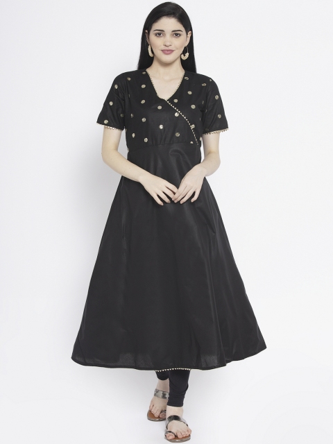 

studio rasa Women Black & Gold-Coloured Yoke Design Anarkali Kurta