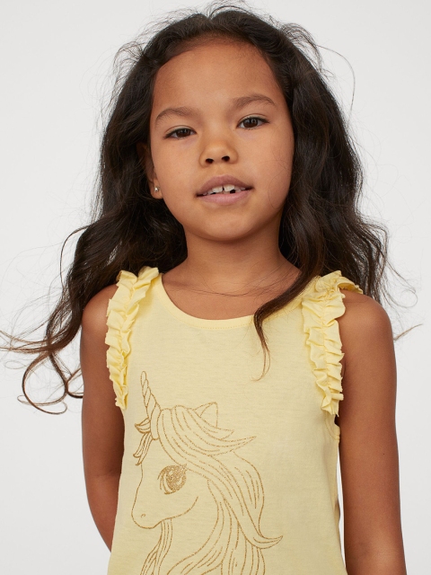 

H&M Girls Yellow Frill-Trimmed Vest Top