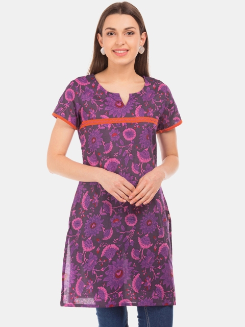 

Karigari Women Purple Printed Straight Kurta