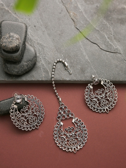 

Infuzze Oxidized Silver-Plated Filigree Jewellery Set