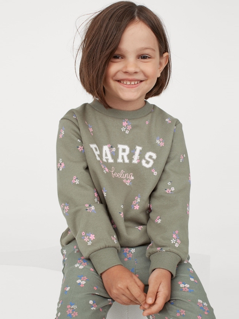 

H&M Girls Green Printed Sweatshirt