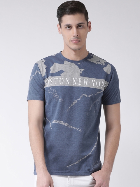 

COBB Men Blue Printed Round Neck T-shirt