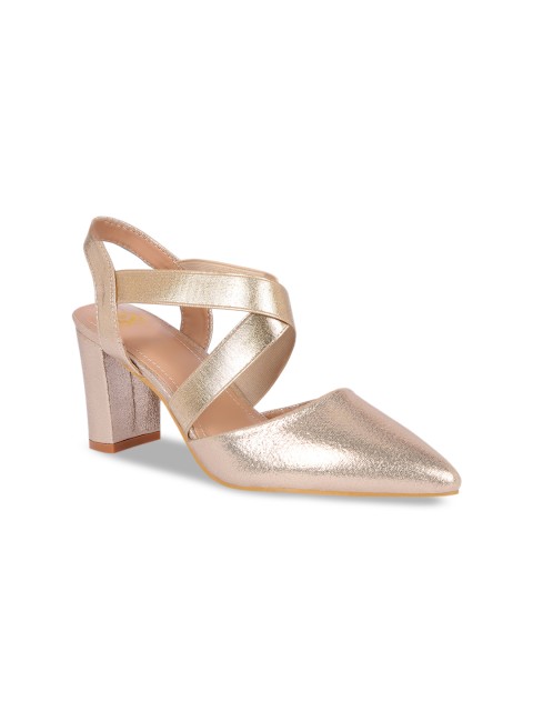 

Sole To Soul Women Gold Solid Pumps