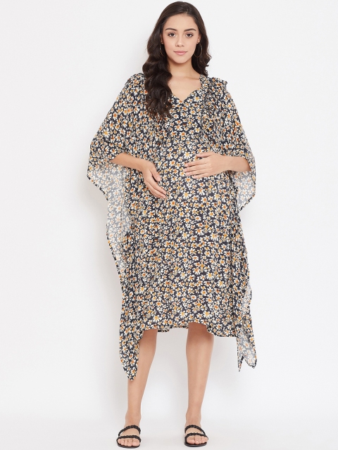 

The Kaftan Company Women Black Floral Printed Kaftan Dress