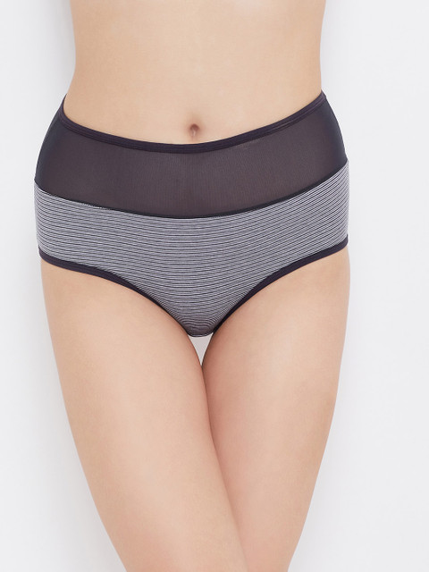 

Clovia Women Black & White Striped High Waist Hipster Briefs PN3423P08