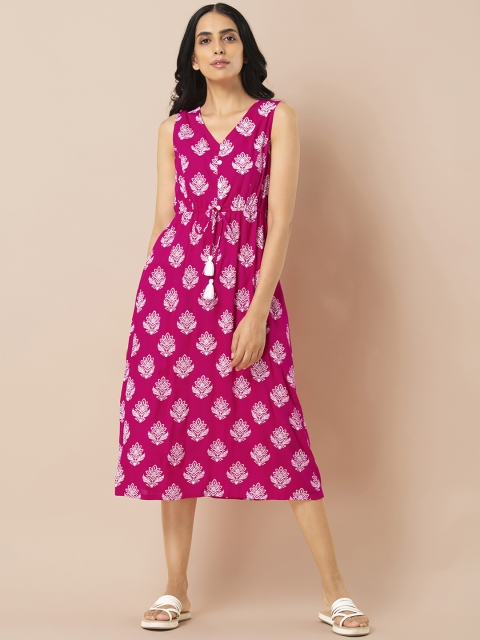 

INDYA Women Pink Printed A-Line Dress