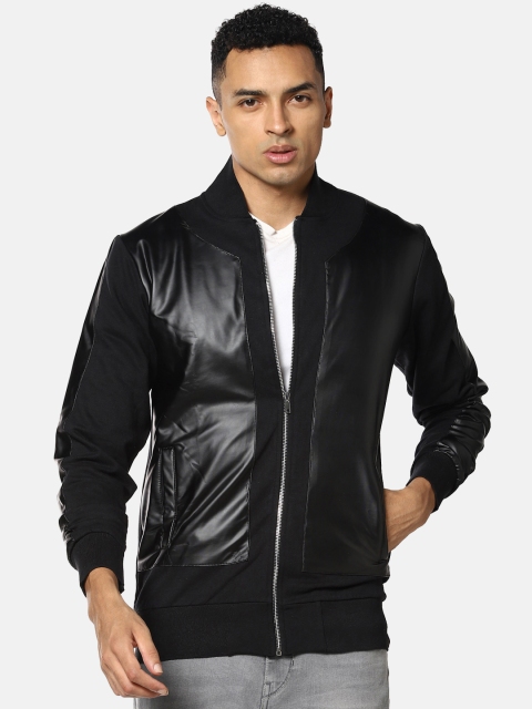 

Campus Sutra Men Black Solid Windcheater Bomber Jacket