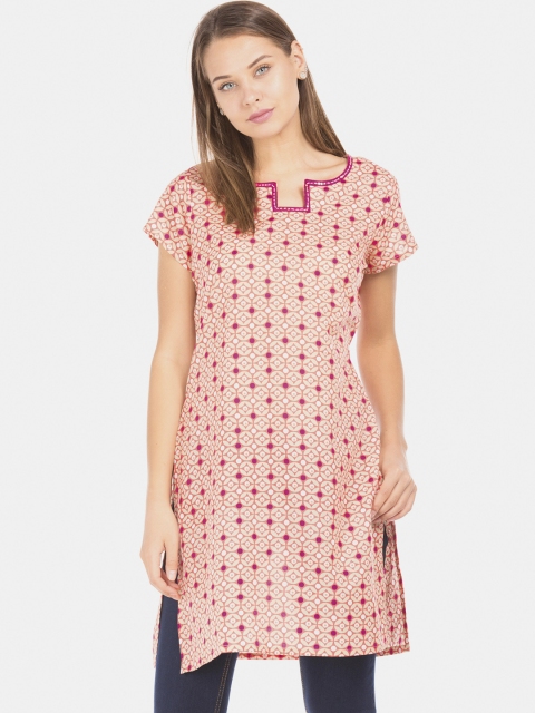 

Karigari Women Pink Floral Print Straight Kurta
