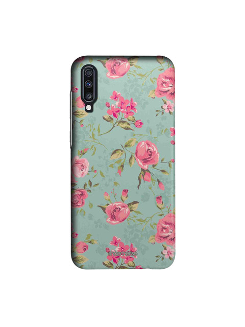 

macmerise Teal Blue & Pink Flowers Illustration Sublime Samsung Galaxy A70 Case