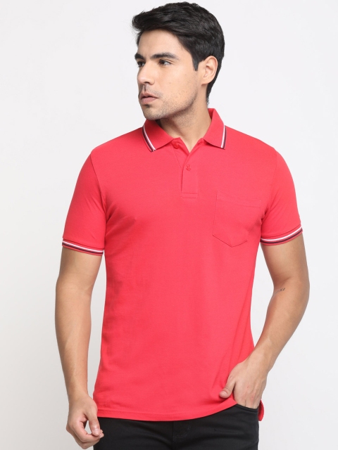 

Masculino Latino Men Red Solid Polo Collar T-shirt