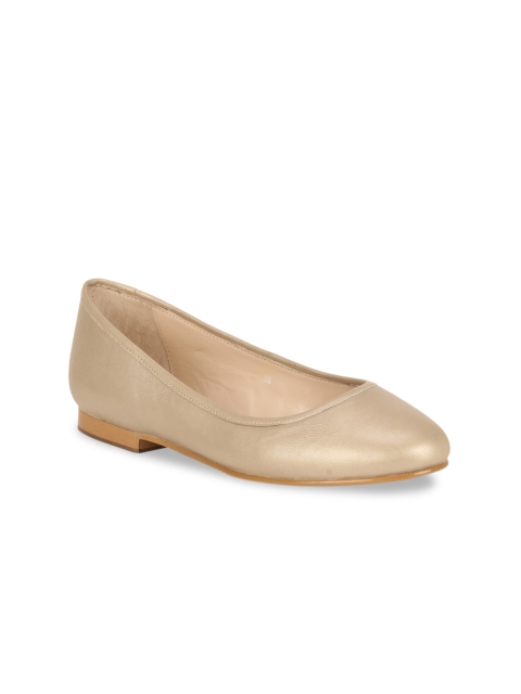 

Saint G Women Gold-Toned Solid Leather Ballerinas